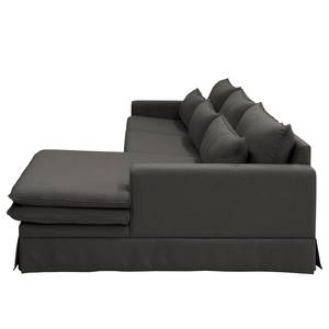 Ecksofa Dailman Longchair mit Husse Webstoff Haiba: Anthrazit - Longchair davorstehend rechts