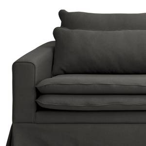 Hoekbank Dailman chaise longue Geweven stof Haiba: Antracietkleurig - Longchair vooraanzicht rechts