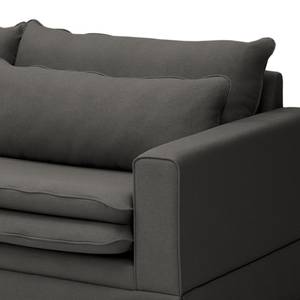 Hoekbank Dailman chaise longue Geweven stof Haiba: Antracietkleurig - Longchair vooraanzicht links