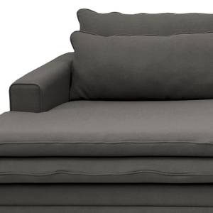 Hoekbank Dailman chaise longue Geweven stof Haiba: Antracietkleurig - Longchair vooraanzicht links