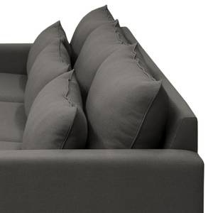 Hoekbank Dailman chaise longue Geweven stof Haiba: Antracietkleurig - Longchair vooraanzicht links