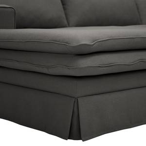 Hoekbank Dailman chaise longue Geweven stof Haiba: Antracietkleurig - Longchair vooraanzicht links