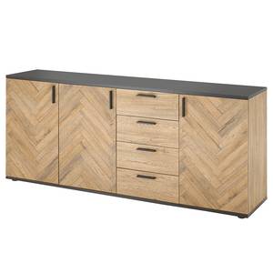 Sideboard Mabacha 184 cm Eiche Bartex Dekor / Schwarz