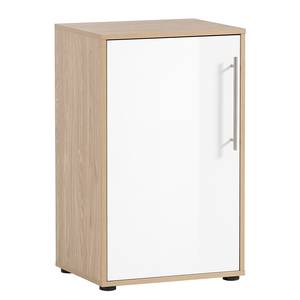 Armoire de bureau Antero 84 cm Blanc brillant / Imitation chêne clair - Largeur : 51 cm