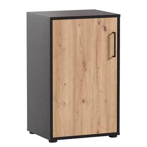 Aktenschrank Aino 84 cm Eiche Artisan Dekor / Matt Schwarz - Breite: 51 cm