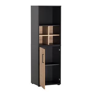 Armoire de bureau Aino 84 cm Imitation chêne artisan / Noir mat - Largeur : 51 cm