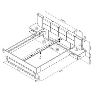 Schlafzimmer-Set Motea 4-teilig Eiche / Anthrazit - 180 x 200 cm