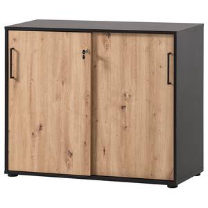 Armoire de bureau Aino 84 cm Imitation chêne artisan / Noir mat - Largeur : 100 cm