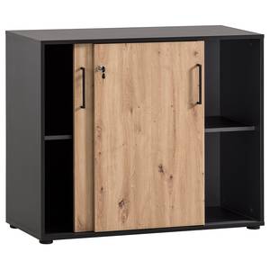 Armoire de bureau Aino 84 cm Imitation chêne artisan / Noir mat - Largeur : 100 cm