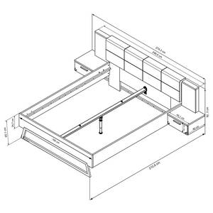 Bed met nachtkastjes Motea eikenhout/antracietkleurig - 180 x 200 cm