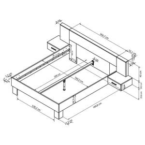 Set di mobili camera da letto Tunapai Effetto rovere Artisan / Nero - 180 x 200 cm