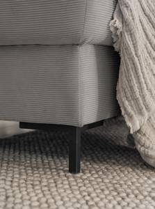 Ecksofa Sagata mit Longchair Cordstoff Onika: Grau - Longchair davorstehend links - Mit Schlaffunktion