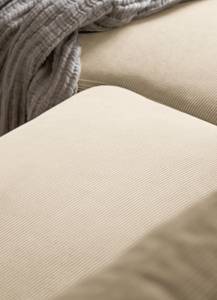 Wohnlandschaft Sagata Cordstoff Onika: Beige - Longchair davorstehend links / Ottomane rechts - Schlaffunktion - Bettkasten