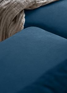 Canapé d’angle Sagata II Velours côtelé Onika: Bleu - Méridienne longue à droite (vue de face)