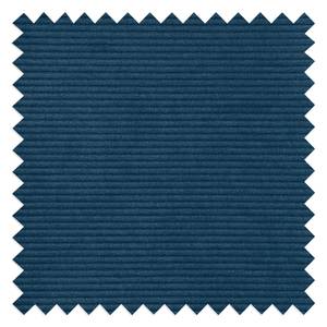 Canapé panoramique Sagata Velours côtelé Onika: Bleu - Méridienne courte à droite / longue à gauche (vue de face) - Fonction couchage - Coffre de lit