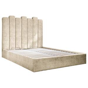 Gestoffeerd bed Foaker Velours Vela: Beige - 140 x 200cm