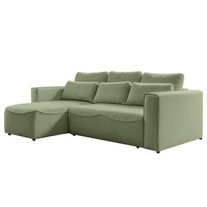 Ecksofa Ireu mit Longchair Longchair universal - Flachgewebe Nea: Lindgrün