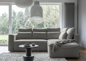 Ecksofa Ireu mit Ottomane Longchair universal - Flachgewebe Nea: Dunkelgrau