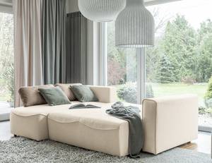 Ecksofa Ireu mit Longchair Longchair universal - Flachgewebe Nea: Cappuccino