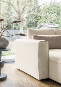 Ecksofa Ireu mit Longchair Longchair universal - Flachgewebe Nea: Cappuccino