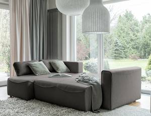 Ecksofa Ireu mit Longchair Longchair universal - Flachgewebe Nea: Anthrazit