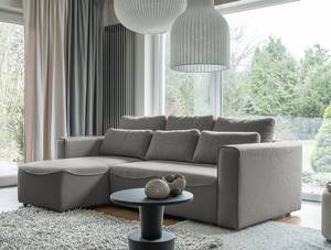 Ecksofa Ireu mit Longchair Longchair universal - Flachgewebe Nea: Dunkelgrau