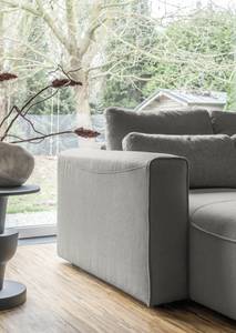 Ecksofa Ireu mit Longchair Longchair universal - Flachgewebe Nea: Dunkelgrau