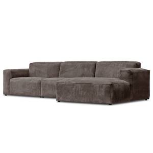 Ecksofa LORALAI mit Longchair Cordstoff Lola: Espresso - Ecke davorstehend rechts