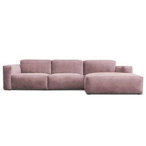 Ecksofa LORALAI mit Longchair Samt Ravi: Mauve - Ecke davorstehend rechts