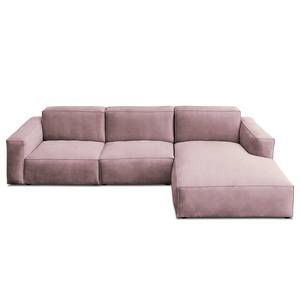 Ecksofa LORALAI mit Longchair Samt Ravi: Mauve - Ecke davorstehend rechts