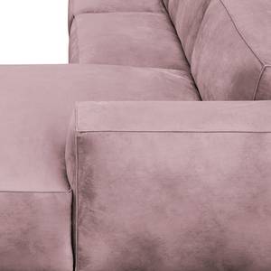 Hoekbank LORALAI met chaise longue Velours Ravi: Mauve - Hoek vooraanzicht rechts