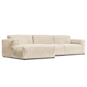 Ecksofa LORALAI mit Longchair Cordstoff Lola: Creme - Ecke davorstehend links