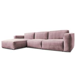 Hoekbank LORALAI met chaise longue Velours Ravi: Mauve - Hoek vooraanzicht links