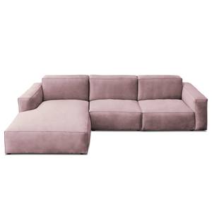 Hoekbank LORALAI met chaise longue Velours Ravi: Mauve - Hoek vooraanzicht links