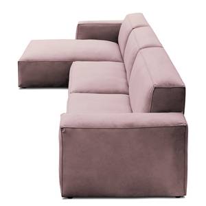 Hoekbank LORALAI met chaise longue Velours Ravi: Mauve - Hoek vooraanzicht links