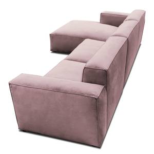 Hoekbank LORALAI met chaise longue Velours Ravi: Mauve - Hoek vooraanzicht links