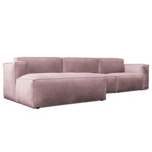 Hoekbank LORALAI met chaise longue Velours Ravi: Mauve - Hoek vooraanzicht links