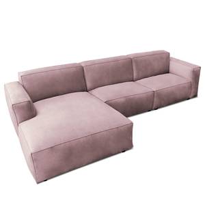 Hoekbank LORALAI met chaise longue Velours Ravi: Mauve - Hoek vooraanzicht links