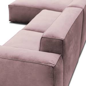 Hoekbank LORALAI met chaise longue Velours Ravi: Mauve - Hoek vooraanzicht links