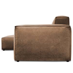 Ecksofa LORALAI mit Longchair Microfaser Pina: Braun - Ecke davorstehend links