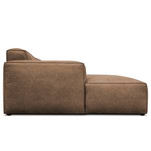 Hoekbank LORALAI met chaise longue Microvezel Pina: Bruin - Hoek vooraanzicht links