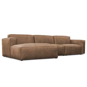 Ecksofa LORALAI mit Longchair Microfaser Pina: Braun - Ecke davorstehend links