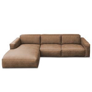 Ecksofa LORALAI mit Longchair Microfaser Pina: Braun - Ecke davorstehend links