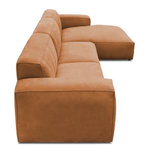 Ecksofa LORALAI mit Longchair Echtleder Kena: Cognac - Ecke davorstehend rechts