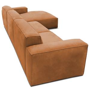 Ecksofa LORALAI mit Longchair Echtleder Kena: Cognac - Ecke davorstehend rechts