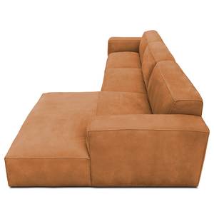 Ecksofa LORALAI mit Longchair Echtleder Kena: Cognac - Ecke davorstehend rechts