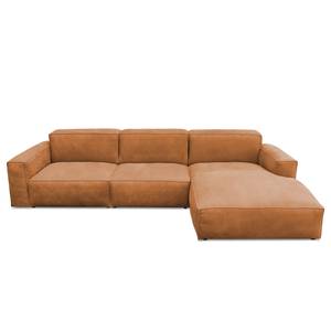 Ecksofa LORALAI mit Longchair Echtleder Kena: Cognac - Ecke davorstehend rechts