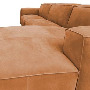 Ecksofa LORALAI mit Longchair Echtleder Kena: Cognac - Ecke davorstehend rechts