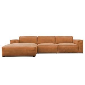 Hoekbank LORALAI met chaise longue Leer Kena: Cognac - Hoek vooraanzicht links