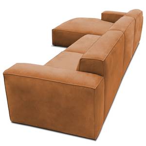 Hoekbank LORALAI met chaise longue Leer Kena: Cognac - Hoek vooraanzicht links